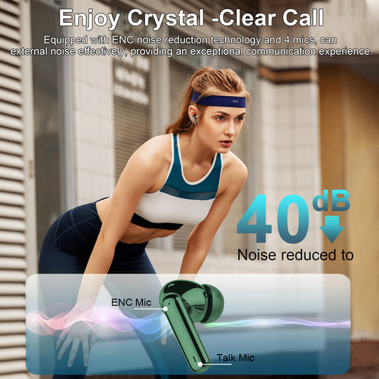 Aptkdoe Wireless Earbuds, Bluetooth 5.4 Headphones Bass Stereo, Ear Buds with Noise Cancelling Mic LED Display, 36H Playtime in Ear Earphones, IP7 Waterproof Sport Headset for Android iOS