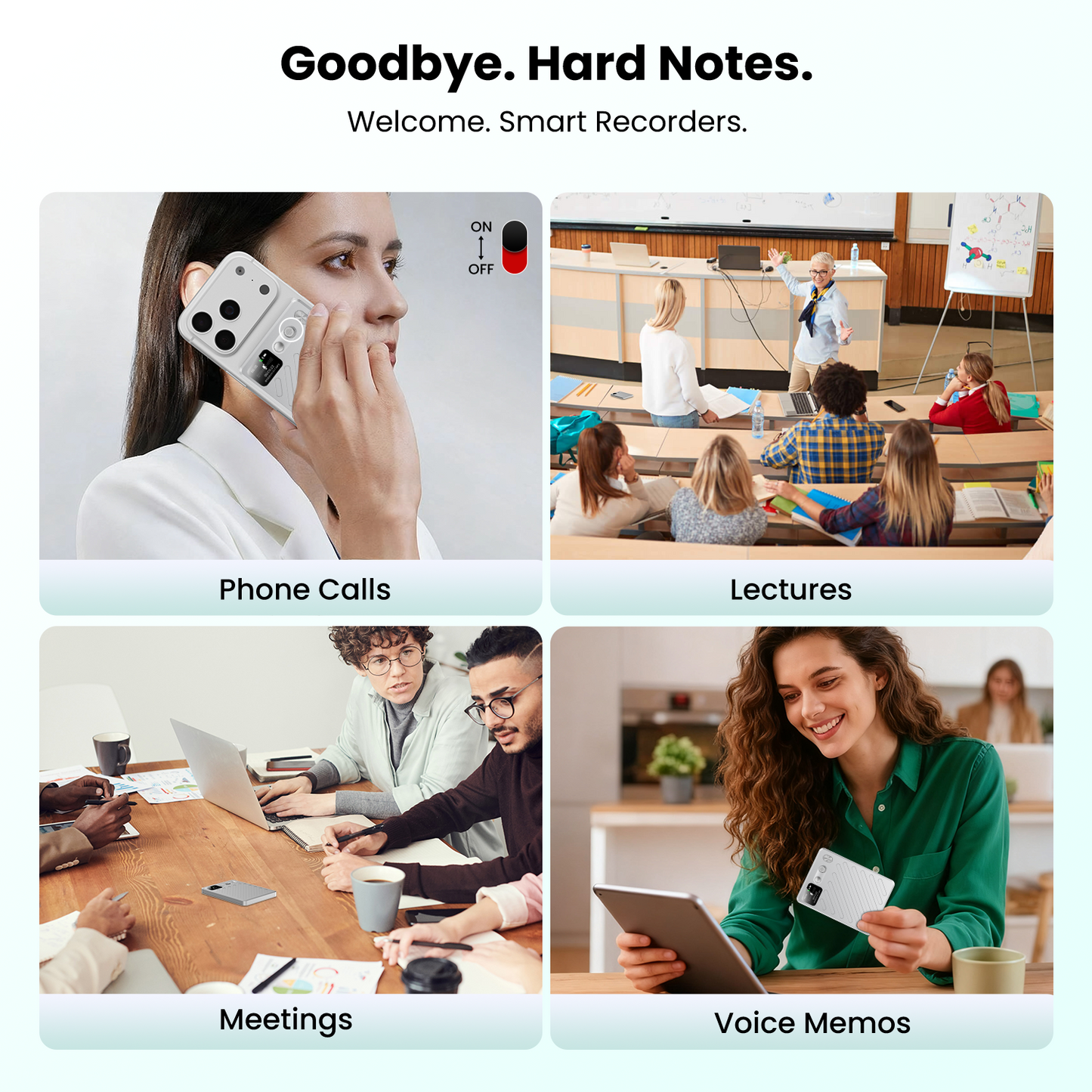 Btootos AI Voice Recorder, Real-Time Transcribe & Summarize, Real time translation of audio and video, Noise Cancellation Technology, 132 Languages, 100H Continious Record, for Meetings, Lectures, Calls, 64G