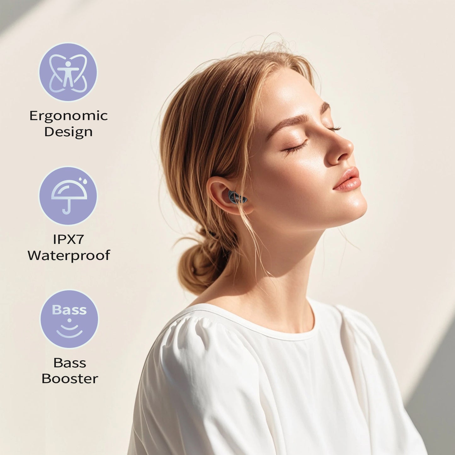 Aptkdoe Sleep Earbuds, Mini ANC Wireless Earbuds, In Ear Bluetooth 5.4 Headphones Deep Bass Stereo, 48H Playtime Ear Buds with 4 Noise Cancelling Mic, IP7 Waterproof Earphones for Side Sleepers,Touch Control