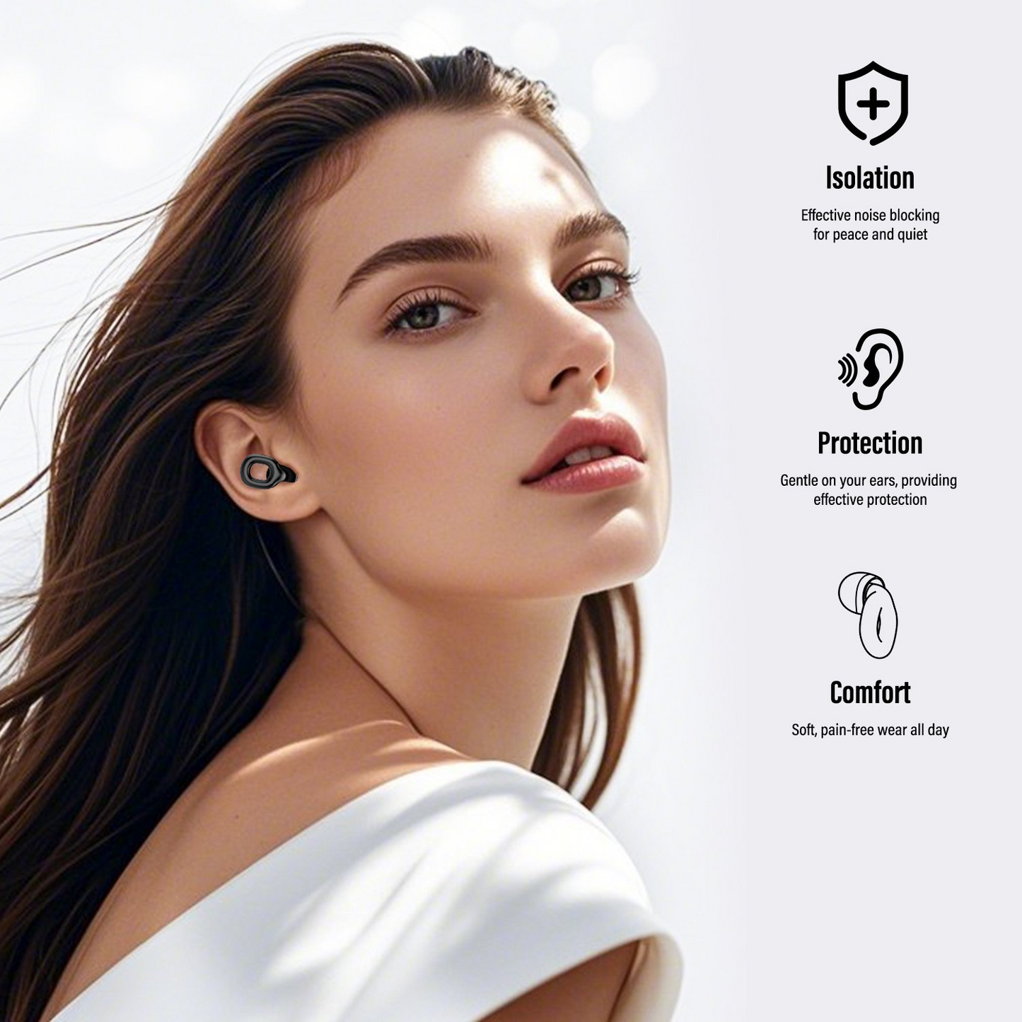 Aptkdoe Ear Plugs for Sleeping Noise Cancelling, Reusable Silicone Earplugs for Sleeping,Concerts,Work,Study,8 Size Eartips with Small Box, 35dB for Noise Reduction Silicone Earplugs