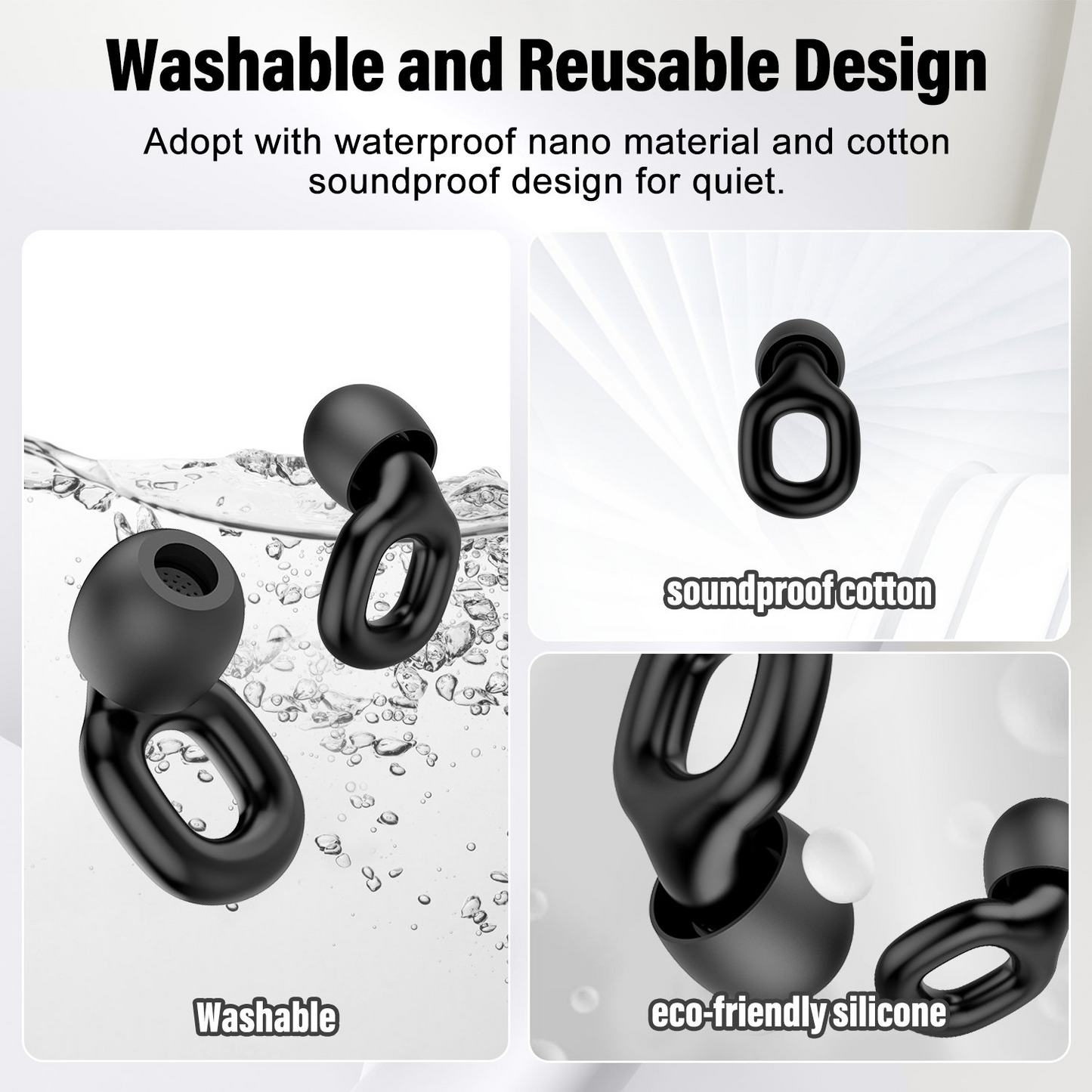 Aptkdoe Ear Plugs for Sleeping Noise Cancelling, Reusable Silicone Earplugs for Sleeping,Concerts,Work,Study,8 Size Eartips with Small Box, 35dB for Noise Reduction Silicone Earplugs