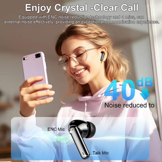 Aptkdoe Wireless Earbuds, Bluetooth 5.4 Headphones Bass Stereo, Ear Buds with Noise Cancelling Mic LED Display, 36H Playtime in Ear Earphones, IP7 Waterproof Sport Headset for Android iOS