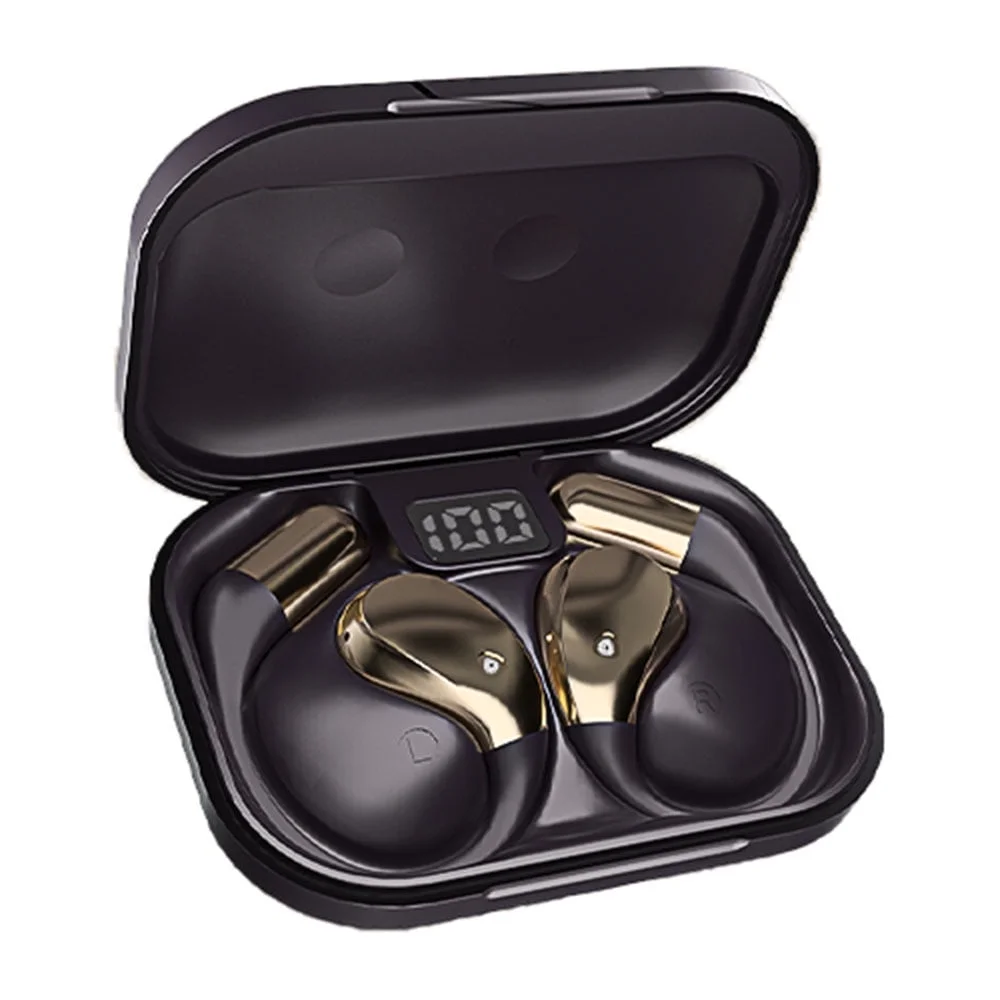 Aptkdoe Open Ear Earbuds, Bluetooth 5.4 Wireless Earphones, 48H Playtime, ENC Microphone Clear Talk, with Earhooks And LED Power Display the Waterproof Headphones, Ideal for Fitness, Travel
