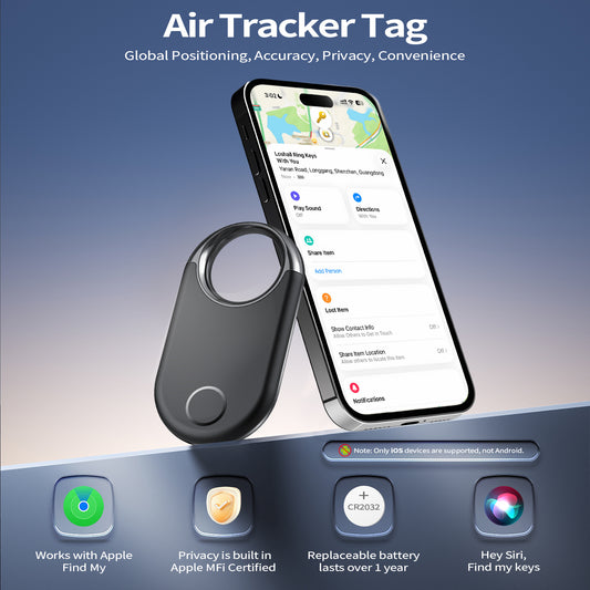 Aptkdoe Bluetooth Tracker, Smart GPS Locator Tracking Device, Item Finder for Keys, Wallet, Luggage, Pets, Use with Phones and Tablets Android or Later, Black