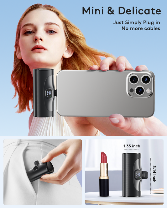 MUGO Portable Charger for iphone android with LED Display, 20W Quick Charge Powerbank, 5000mAh Battery Pack Charing Bank Compatible with iPhone 16/15 Pro Samsung Galaxy Note and other USB C Phones