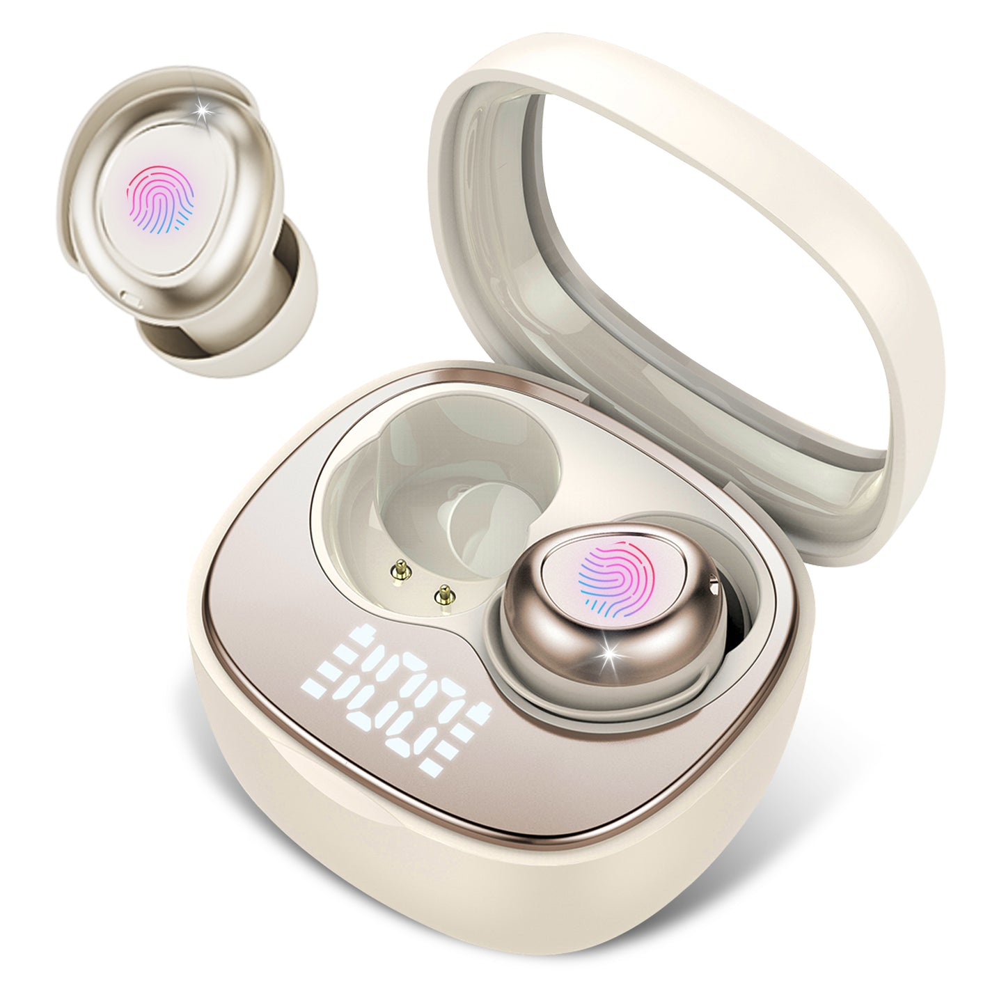 2025 Wireless Sleep Buds, Bluetooth 5.4 Sleep Earbuds for Side Sleepers, Hi-Fi Stereo 3D Bass Noise Cancelling Bluetooth headphones, 53H Playtime LED Earphones with Charging Case