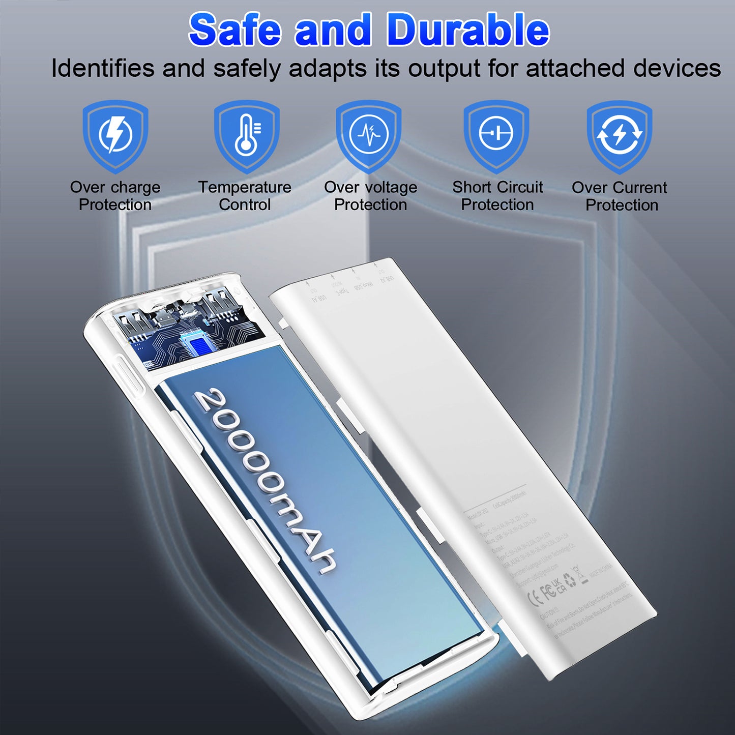 MUGO Portable Charger, 20000mAh Power Bank, 22.5W Fast Charging Battery Pack with USB C/USB A Output, Digital Display Portable Phone Charger for iPhone 16/15/14/13 Pro Samsung Google LG iPad AirPods