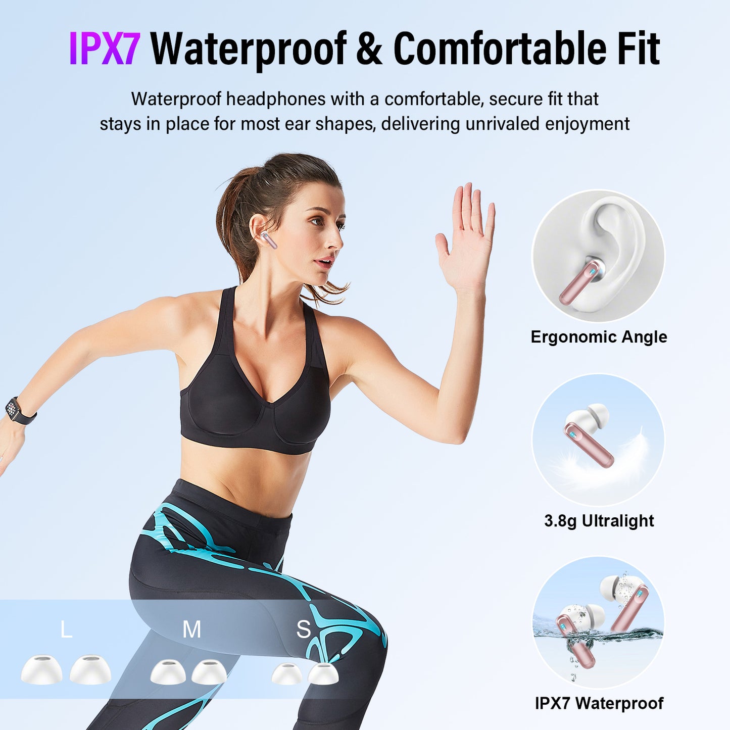 Aptkdoe Touch Screen Wireless Earbuds, Bluetooth 5.4 Ear Buds with Multifunctional with ENC Noise Cancelling MicClear Calls Earphones, 48H Bass Stereo Headphones, IP7 Waterproof Headphones for Workout