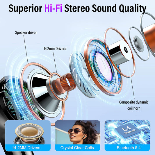 Aptkdoe Touch Screen Wireless Earbuds, Bluetooth 5.4 Ear Buds with Multifunctional with ENC Noise Cancelling MicClear Calls Earphones, 48H Bass Stereo Headphones, IP7 Waterproof Headphones for Workout