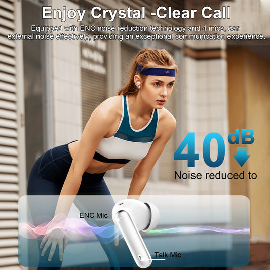 Aptkdoe Wireless Earbuds, Bluetooth 5.4 Headphones Bass Stereo, Ear Buds with Noise Cancelling Mic LED Display, 36H Playtime in Ear Earphones, IP7 Waterproof Sport Headset for Android iOS