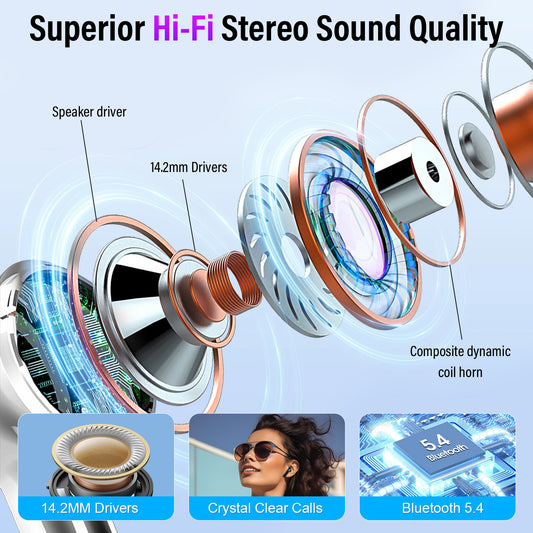 Aptkdoe Touch Screen Wireless Earbuds, Bluetooth 5.4 Ear Buds with Multifunctional with ENC Noise Cancelling MicClear Calls Earphones, 48H Bass Stereo Headphones, IP7 Waterproof Headphones for Workout