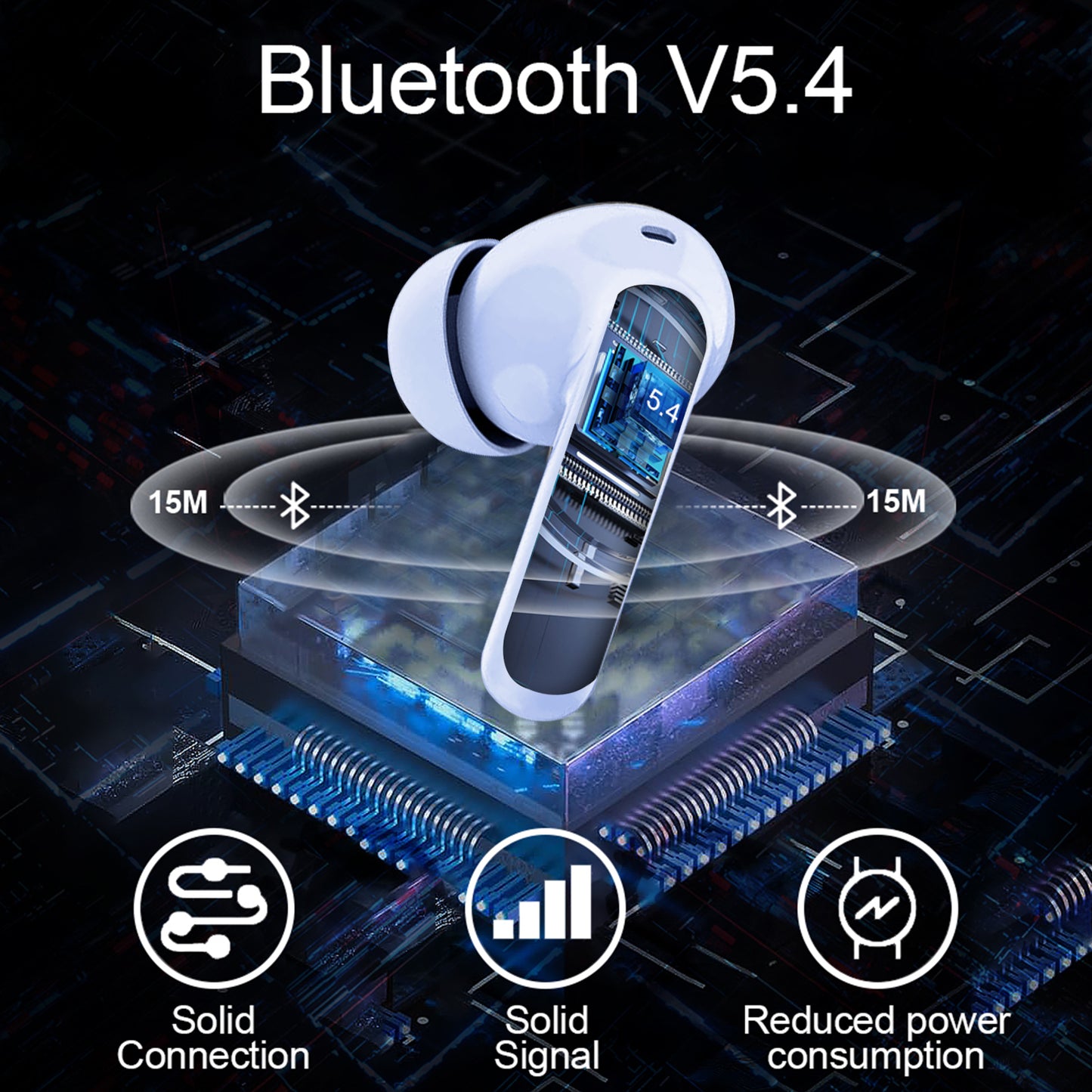 Aptkdoe Wireless Earbuds, Bluetooth 5.4 Headphones Bass Stereo, Ear Buds with Noise Cancelling Mic LED Display, 36H Playtime in Ear Earphones, IP7 Waterproof Sport Headset for Android iOS