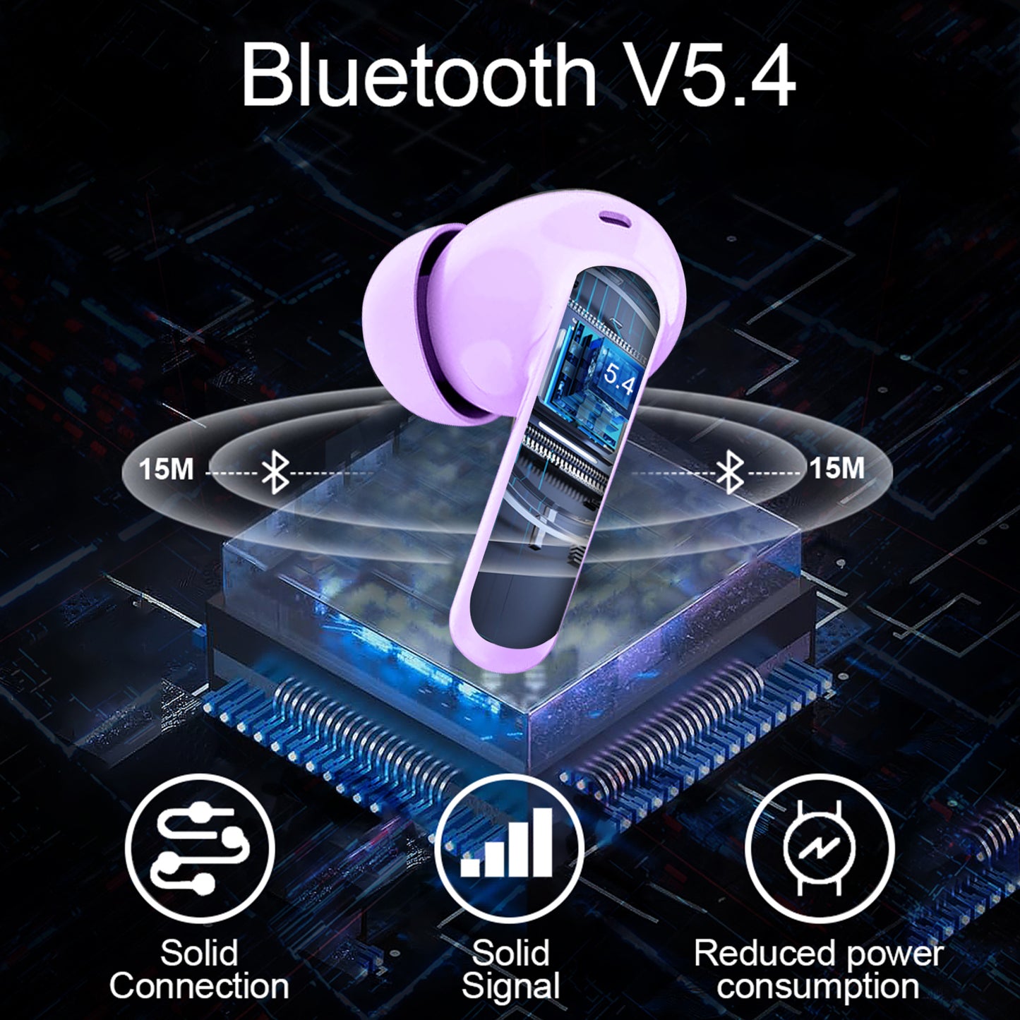 Aptkdoe Wireless Earbuds, Bluetooth 5.4 Headphones Bass Stereo, Ear Buds with Noise Cancelling Mic LED Display, 36H Playtime in Ear Earphones, IP7 Waterproof Sport Headset for Android iOS