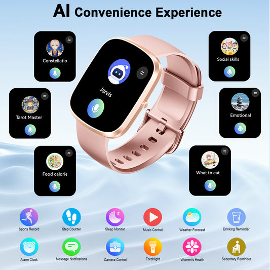 Btootos AI Smart Watch for Women Men 1.91" HD Touch Screen with Dual-Mode Smart Bluetooth Call and Voice Assistant 100+ Sport Modes IPX7 Waterproof Fitness Watch for Android/iPhone