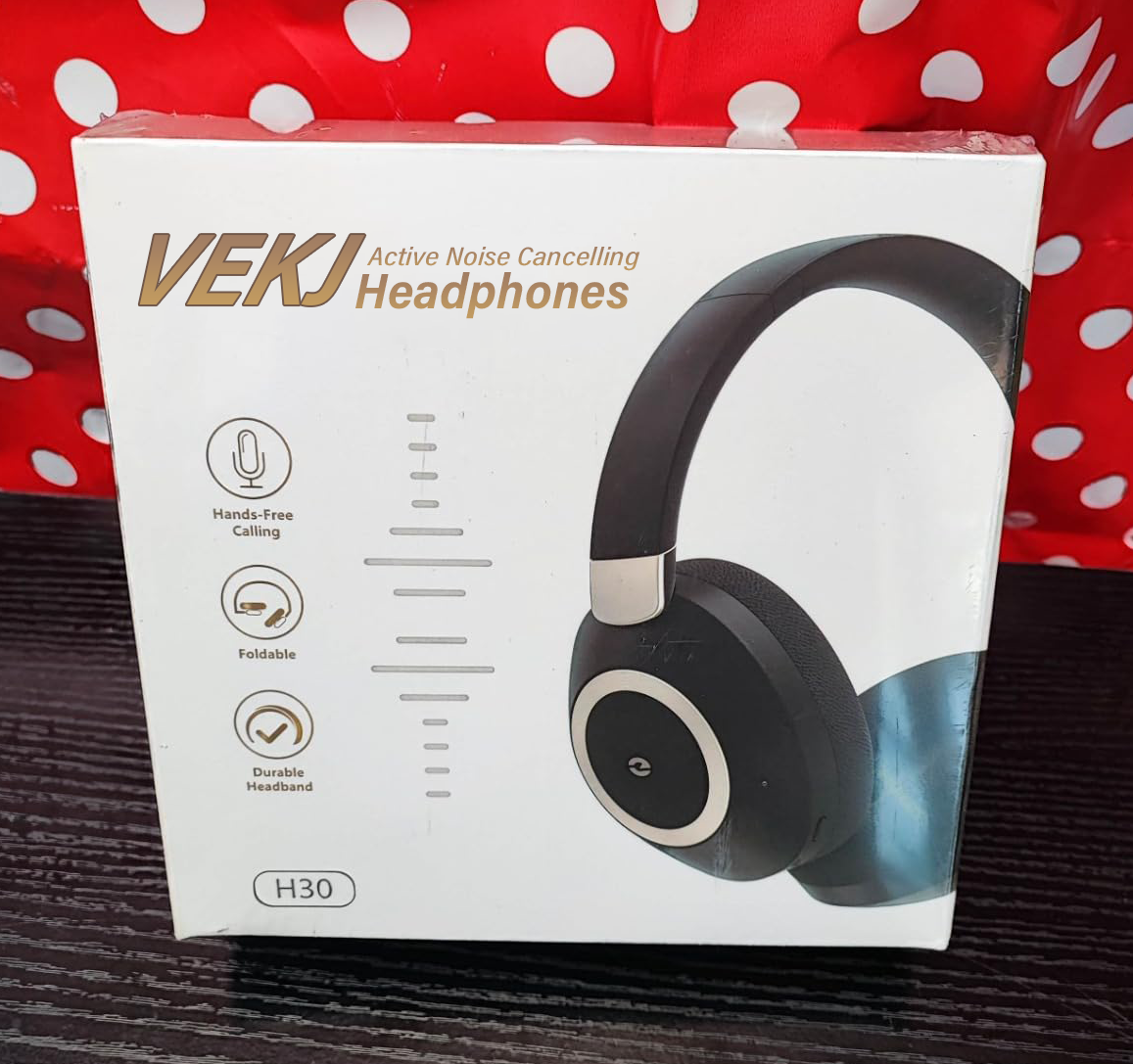 VEKJ Active Noise Cancelling Headphones, 100H Playtime Headphones Wireless Bluetooth, Audio headphones with Microphone, Over- Ear Wireless Headphone with Deep Bass,Fast Charging for Travel,Office,Home