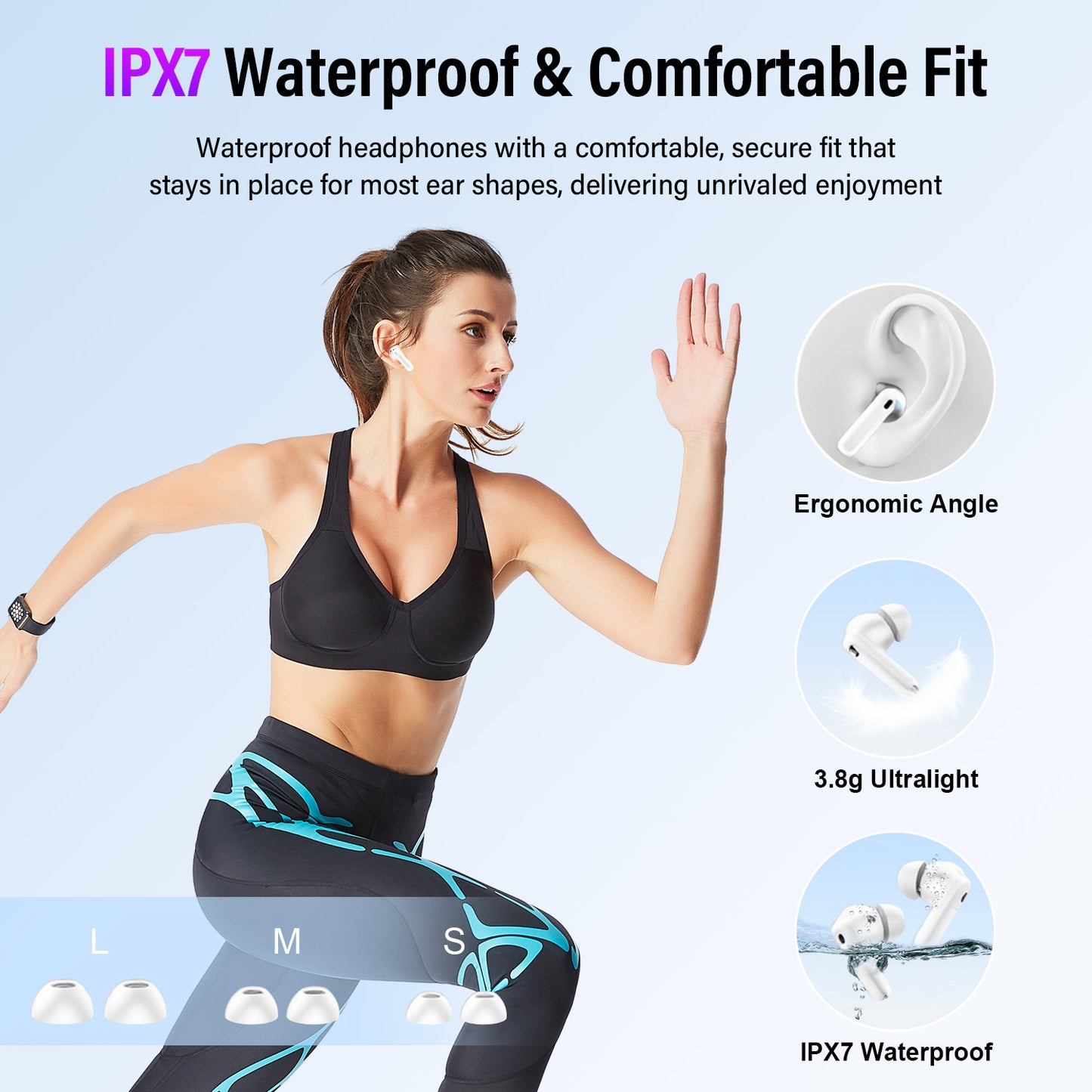 Aptkdoe Touch Screen Wireless Earbuds, Bluetooth 5.4 Ear Buds with Multifunctional with ENC Noise Cancelling MicClear Calls Earphones, 48H Bass Stereo Headphones, IP7 Waterproof Headphones for Workout