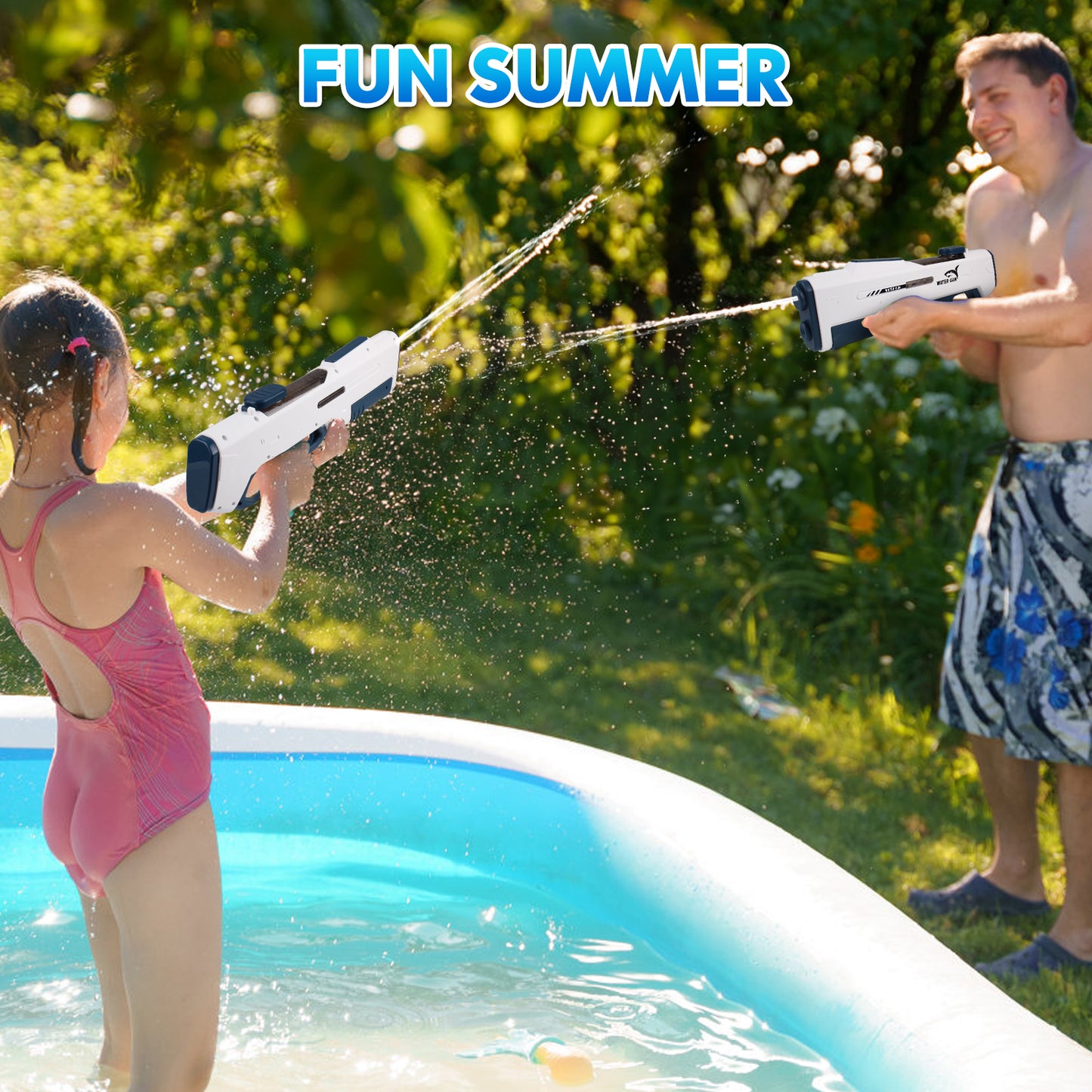 Btootos Electric Water Guns for Adults Kids, Automatic Water Reload & Shooting, Automatic Water Gun, Large Capacity Battery Powered Squirt Gun, Summer Beach Pool Backyard Outdoor Toys(White)