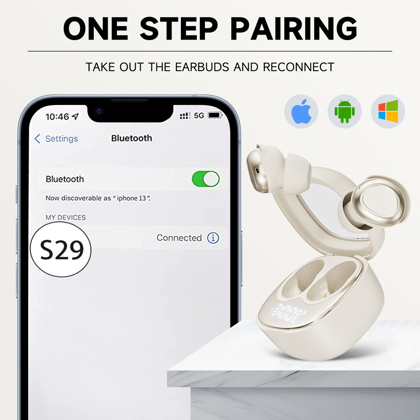 Aptkdoe Sleep Ear Buds, Bluetooth 5.4 Ultra-Mini Sleep Earbuds for Side Sleepers, Hi-Fi Stereo 3D Bass Noise Cancelling Wireless headphones, 53H Playtime with IP7 Waterproof LED Earphones, USB C