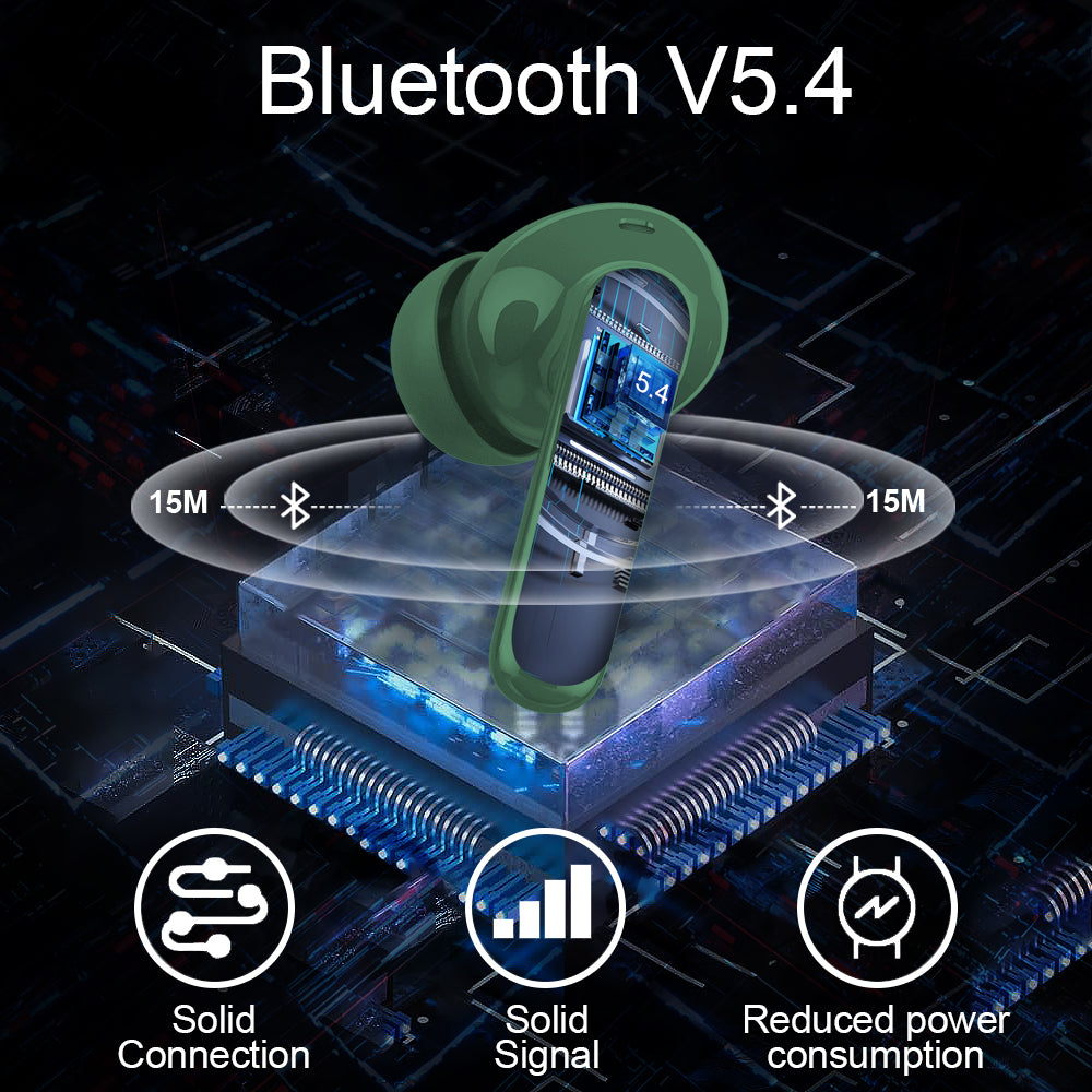 Aptkdoe Wireless Earbuds, Bluetooth 5.4 Headphones Bass Stereo, Ear Buds with Noise Cancelling Mic LED Display, 36H Playtime in Ear Earphones, IP7 Waterproof Sport Headset for Android iOS