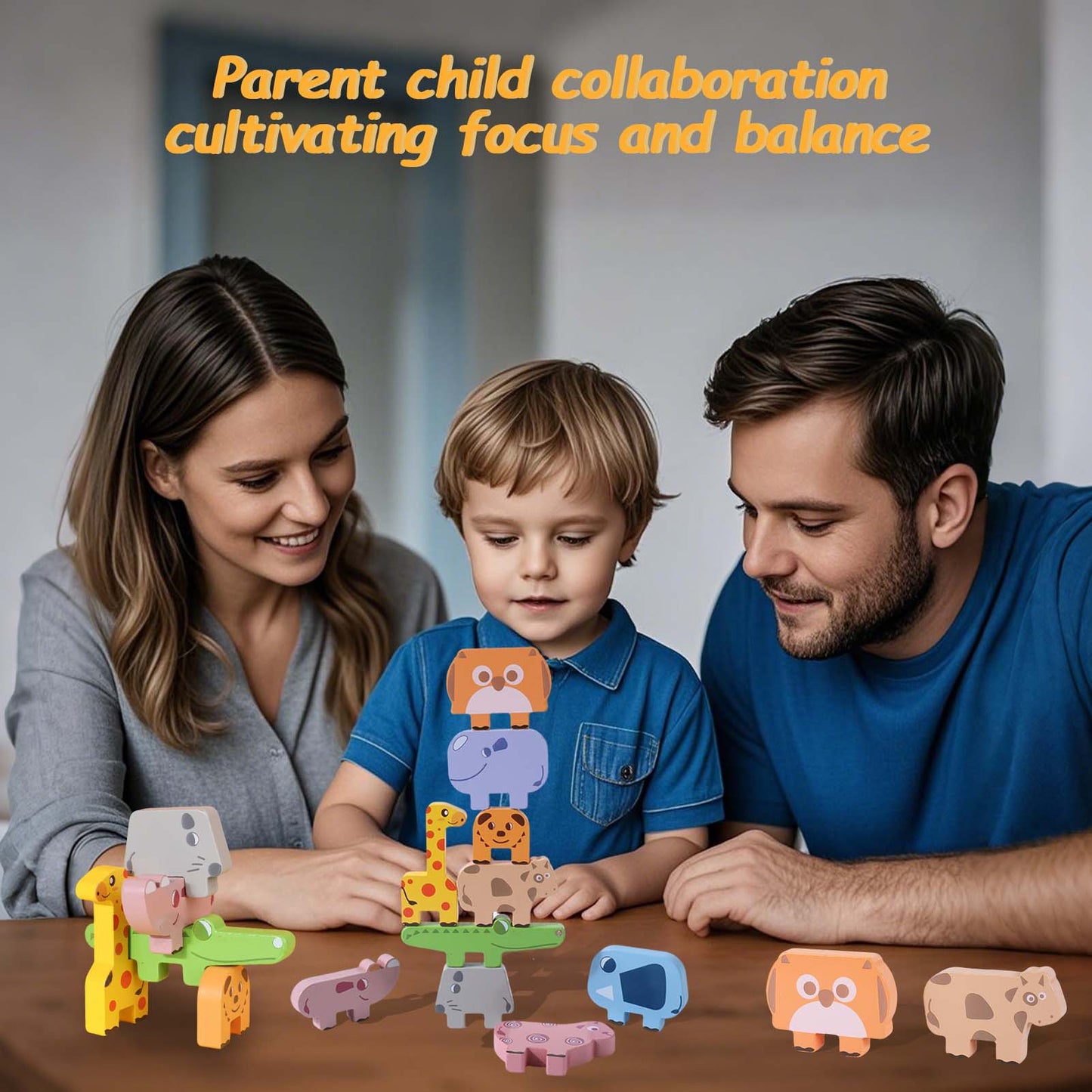 QXQ Montessori Toys for 1 2 3 4 Year Old Boys Girls, 10 pack Wooden Animal Blocks Sorting & Stacking Education Toddler Puzzles Toys, Toddler Toys Age 2-4 4-6 Year Old Girl Boy Birthday Gifts