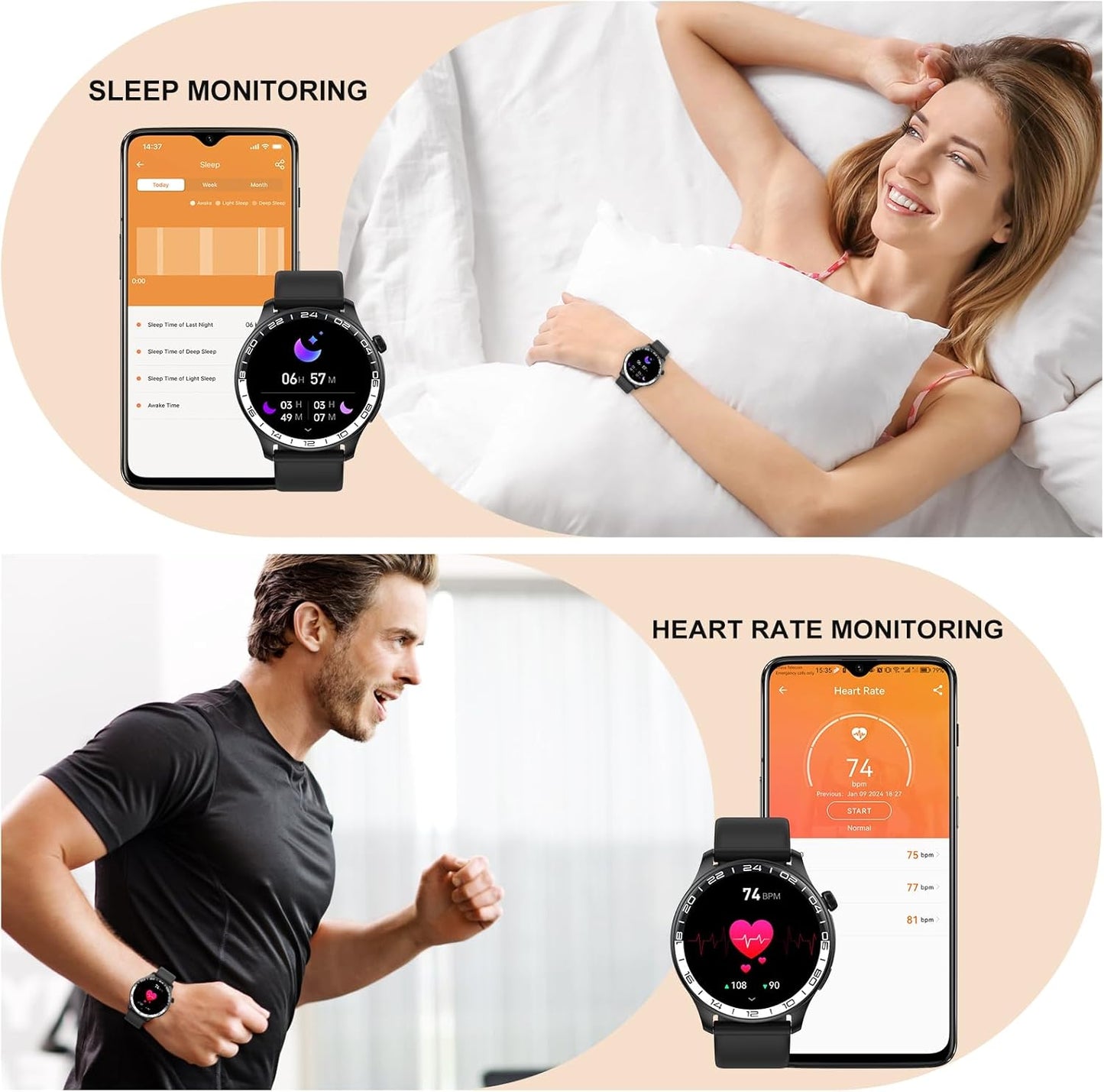 Smart Watch(Answer/Make Call/Message Reminder) for Men Women, 1.43" Fitness Activity Tracker with 110+ Sport Modes, Step Tracker, Pedometer, IP68 Waterproof Smartwatch for Android and iPhone