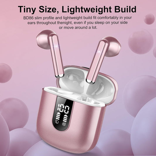 Wireless Headphones, Bluetooth 5.3 Wireless Earbuds with Dual LED Display Touch Control, HD Mic HiFi Stereo Sound Mini Ear Buds with 30H Playtime, IPX7 Waterproof Bluetooth Earphones for IOS/Android