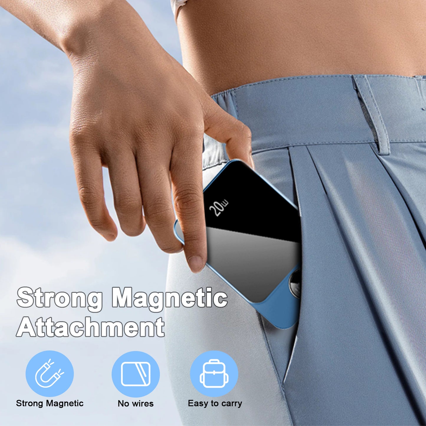 Btootos Magnetic Wireless Portable Charger, 10000mAh Power Bank with PD20w Fast Charging, USB C in&Out Battery Pack, Compatible with Mag-Safe for iPhone 16/15/14/13/12 Series, Samsung, Android, and More