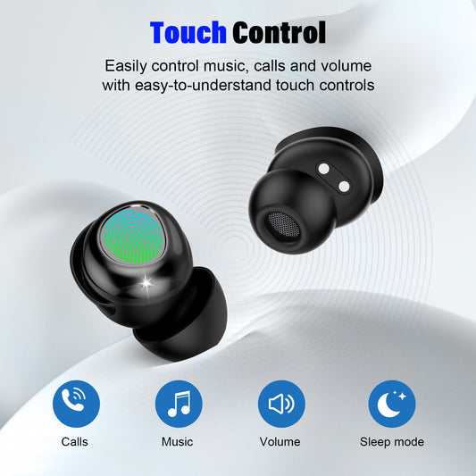 Aptkdoe Sleep Earbuds, Noise Cancelling Wireless Ear buds for Side Sleepers, Bluetooth 5.4 in Ear Light-Weight Mini Headphones, 47H Playtime Clear Calls Earphones for Sleeping, Exercise, Working, Hiking