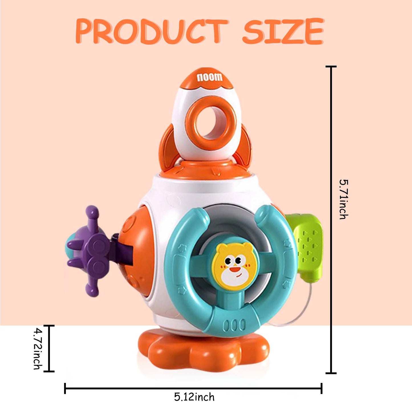 QXQ Montessori Toddler Toys for 1-3, 6 in 1 Travel Activities Busy Board Cube, Baby Sensory Toys for 6-12 18 Months Baby Gifts, One 2 3 Year Old Infant Boys Girls Educational Learning Toys (Rocket)