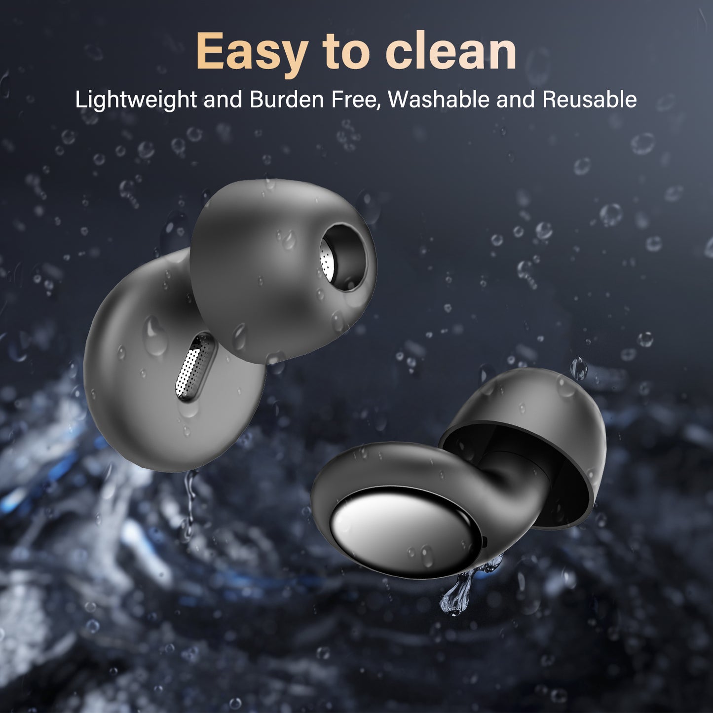 Aptkdoe Ear Plugs for Sleeping Noise Cancelling, 35dB Silicone Earplugs, Ultra-Comfy Reusable Noise-Reducing Earbud for Sleep, Deep Focus, Travel, Everyday Noise Relief with 4 Eartips and Carrying Case,Black