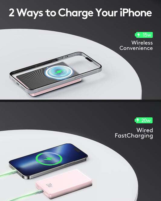 MUGO Magsafe Portable Charger, Magnetic Power Bank for iPhone , Ultra Slim 10000mAh Magnetic Wireless Portable Charger, 20W PD Fast Charging Compatible with iPhone 16/15/14/13/12 Pro Max Pro Plus