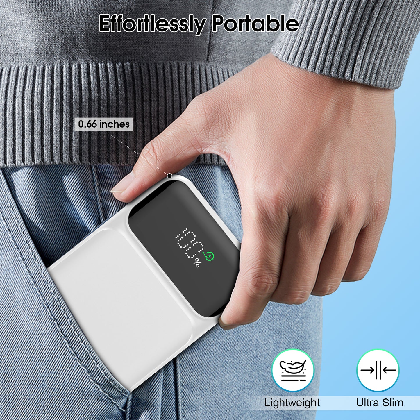 MUGO Power Bank 10,000mAh 22.5W Power Bank Fast Charging, PD3.0 QC4.0 PD20W Mini Portable Charger, USB-C Input/Output, LED Digital Display Slim Powerbank for Smartphones Tablets and More, White(2025)