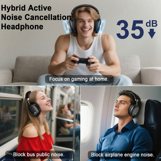 Aptkdoe Wireless Headset, 2.4GHz Bluetooth Headphones 5.4 with ANC Noise Canceling Mic, LED Digital Display Wireless Headphones with Memory Foam, 120+ Hours of Playtime Bluetooth Headset for PC/Mobile