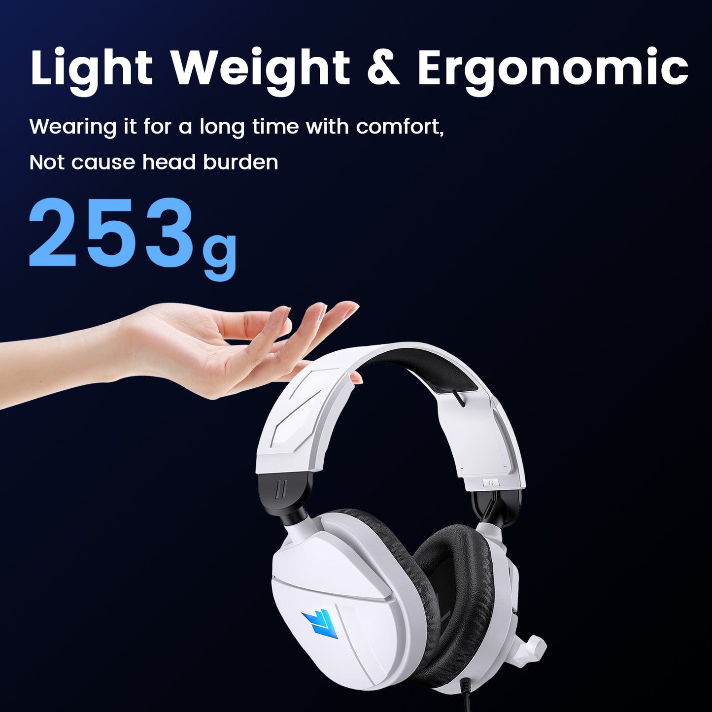 Aptkdoe Gaming Headsets for PC, Stereo Headphones with Noise Cancelling Mic, LED Light, Stereo Sound, 2m Wired Over Ear Headphones, Headset with Soft Memory Earmuffs for Xbox One, Mac, Laptop, PS5