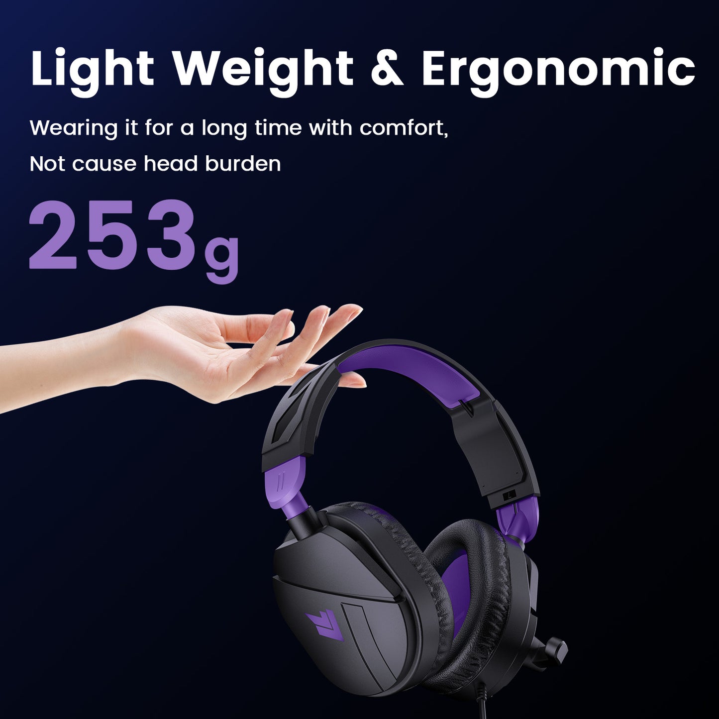 Aptkdoe Gaming Headsets for PC, Stereo Headphones with Noise Cancelling Mic, LED Light, Stereo Sound, 2m Wired Over Ear Headphones, Headset with Soft Memory Earmuffs for Xbox One, Mac, Laptop, PS5