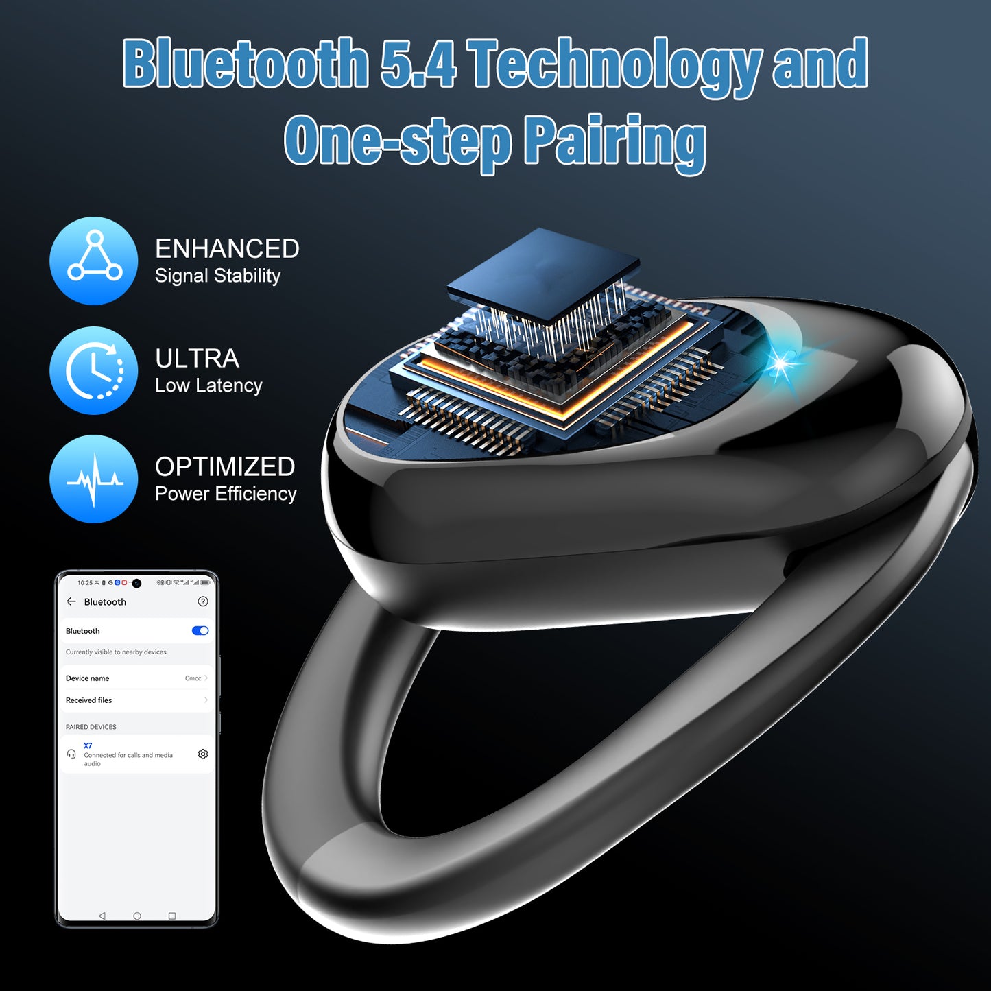 Aptkdoe Open Ear Earbuds, Bluetooth 5.4 Wireless Earbuds, HD Stereo Bass Over Ear Earphones with Earhooks, 58Hrs Playtime & LED Digital Display, IP7 Waterproof for Fitness, Cycling, Running