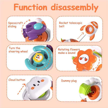 QXQ Montessori Toddler Toys for 1-3, 6 in 1 Travel Activities Busy Board Cube, Baby Sensory Toys for 6-12 18 Months Baby Gifts, One 2 3 Year Old Infant Boys Girls Educational Learning Toys (Rocket)