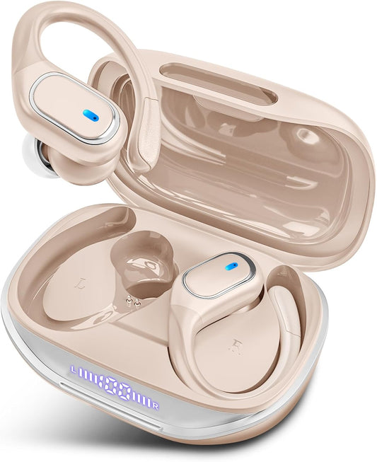 THAZYR Wireless Earbuds Bluetooth 5.3 Headphones with 80H Playback, IPX7 Waterproof Over Ear Buds with LED Power Display for Sports Running Workouts