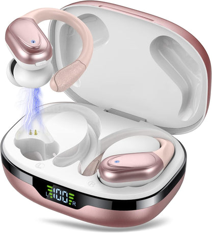 TONECOOL Wireless Earbuds Bluetooth 5.3 Headphones 60hrs Playtime with Digital Display Sports Wireless Headphones with Earhook Deep Bass IPX7 Waterproof Over-Ear Earbuds for Android iOS Workout