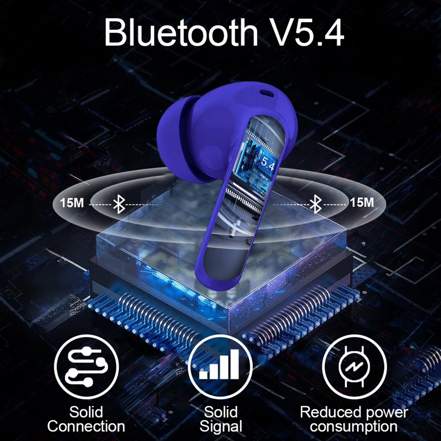 Aptkdoe Wireless Earbuds, Bluetooth 5.4 Headphones Bass Stereo, Ear Buds with Noise Cancelling Mic LED Display, 36H Playtime in Ear Earphones, IP7 Waterproof Sport Headset for Android iOS