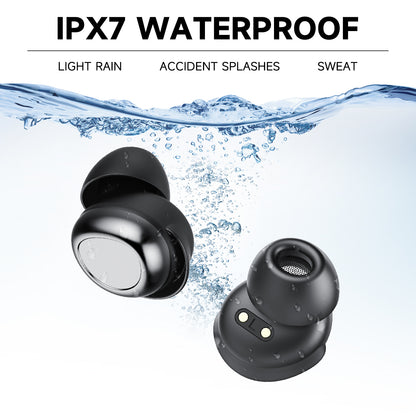 Aptkdoe Sleep Ear Buds, Bluetooth 5.4 Ultra-Mini Sleep Earbuds for Side Sleepers, Hi-Fi Stereo 3D Bass Noise Cancelling Wireless headphones, 53H Playtime with IP7 Waterproof LED Earphones, USB C