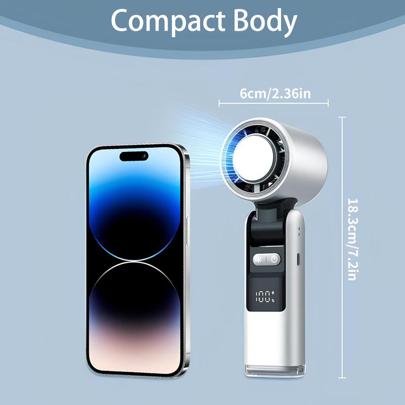 Tesnour Portable Handheld TurboFan, 3 IN 1 Mini Hand Fan with 4000mAh Battery Operated, Upto 10 Working Hours, 5 Gear Wind, Rechargeable with Air Turbo Tech Cooling Fan for Travel/Outdoor/Home/Offic