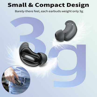 Aptkdoe Sleep Earbuds, Mini ANC Wireless Earbuds, In Ear Bluetooth 5.4 Headphones Deep Bass Stereo, 48H Playtime Ear Buds with 4 Noise Cancelling Mic, IP7 Waterproof Earphones for Side Sleepers,Touch Control