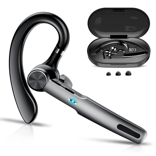 Aptkdoe Bluetooth Headset, Single-Ear Bluetooth Earpiece with ENC Mic with HiFi Stereo Sound, 72 Hours Talking Time Wireless Headset V5.3 with 400mAh Charging Case for iOS Android Cell Phones, Black