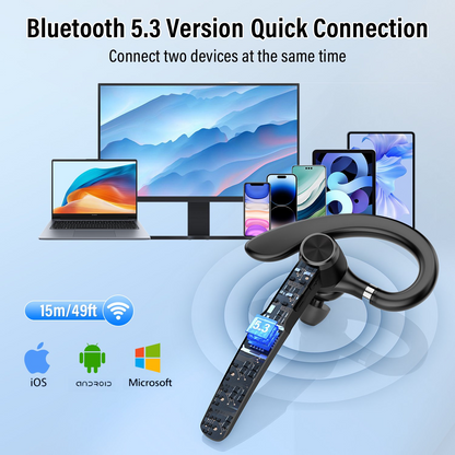 Aptkdoe Bluetooth Headset, Single-Ear Bluetooth Earpiece with ENC Mic with HiFi Stereo Sound, 72 Hours Talking Time Wireless Headset V5.3 with 400mAh Charging Case for iOS Android Cell Phones, Black