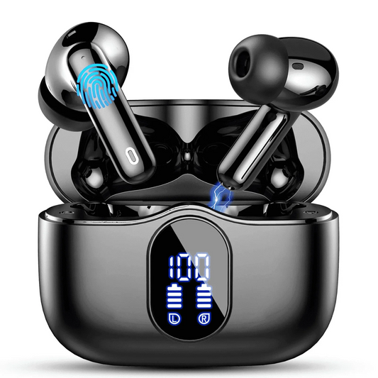 Aptkdoe Wireless Earbuds, Bluetooth 5.4 Headphones Bass Stereo, Ear Buds with Noise Cancelling Mic LED Display, 36H Playtime in Ear Earphones, IP7 Waterproof Sport Headset for Android iOS