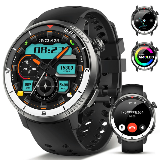 Btootos Smart Watch(Answer/Make Call), GPS Smartwatch for Men Women, 1.43"HD AMOLED Display, Fitness watch with 170+ Sport Modes, IP68 Waterproof/Pedometer/Sleep Monitor, Activity Tracker for Android iOS