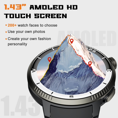 Btootos Smart Watch(Answer/Make Call), GPS Smartwatch for Men Women, 1.43"HD AMOLED Display, Fitness watch with 170+ Sport Modes, IP68 Waterproof/Pedometer/Sleep Monitor, Activity Tracker for Android iOS