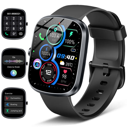 Btootos AI Smart Watch for Women Men 1.91" HD Touch Screen with Dual-Mode Smart Bluetooth Call and Voice Assistant 100+ Sport Modes IPX7 Waterproof Fitness Watch for Android/iPhone