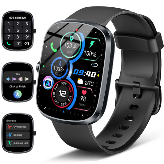 Btootos AI Smart Watch for Women Men 1.91" HD Touch Screen with Dual-Mode Smart Bluetooth Call and Voice Assistant 100+ Sport Modes IPX7 Waterproof Fitness Watch for Android/iPhone